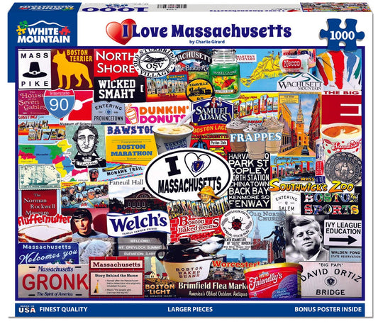 I Love Massachusetts (1408pz) - 1000 Piece Jigsaw Puzzle