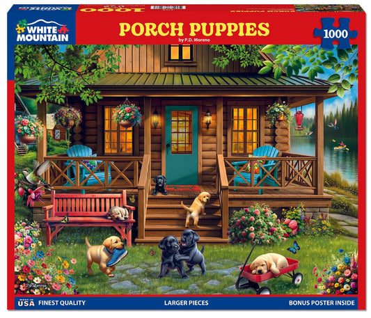 Porch Puppies (2158pz) - 1000 Piece Jigsaw Puzzle