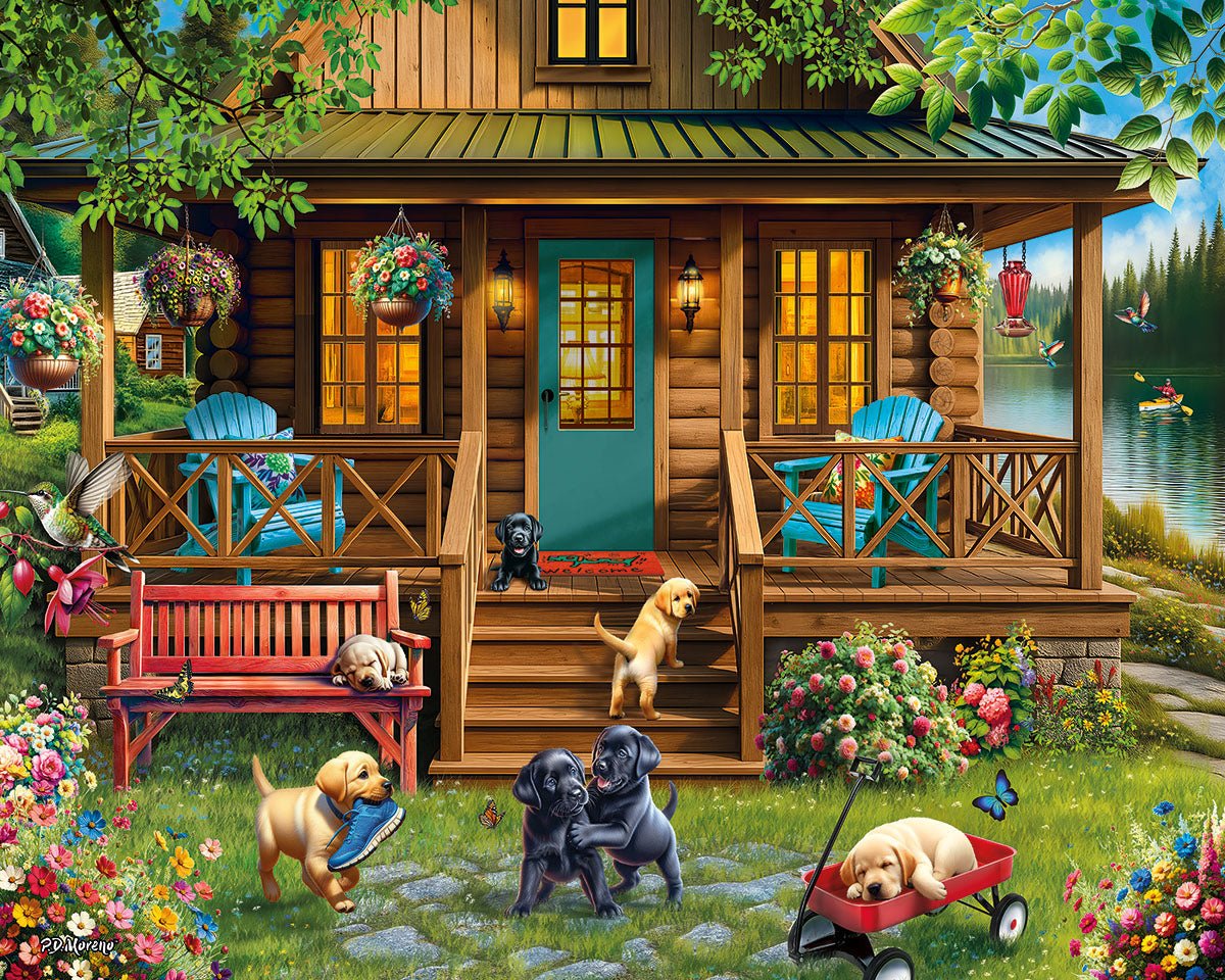 Porch Puppies (2158pz) - 1000 Piece Jigsaw Puzzle